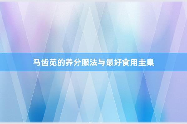 马齿苋的养分服法与最好食用圭臬